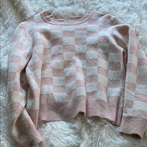 Pink and white checkered sweater